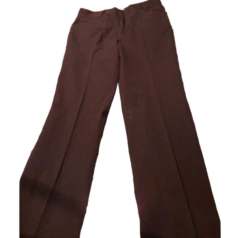 ST.JOHN size 6 brown flat front pant straight bootcut stretch casual denim cut